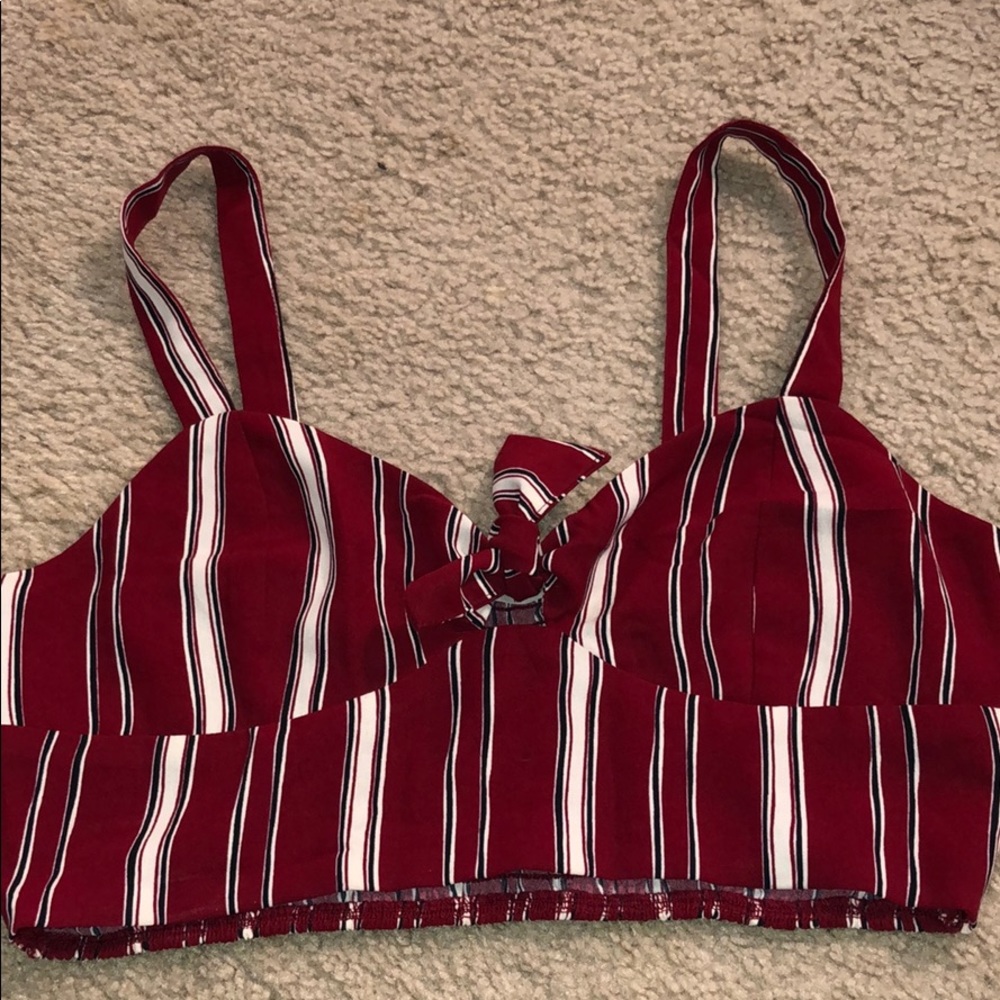 Red striped crop top